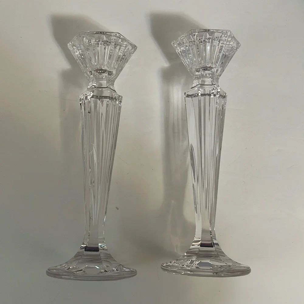 Marquis by Waterford crystal glass candleholders set of two clear heavy crystal